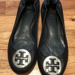 Tory Burch Black & Silver Classic Reva Ballet Flat
